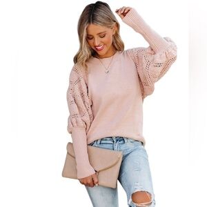 Fate crochet medium knit women’s sweater, crew neckline size medium